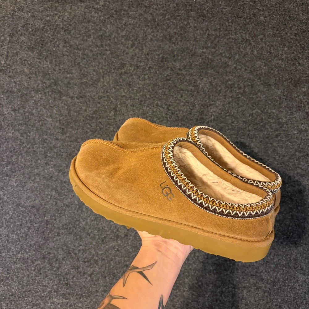 UGG Tasman Chestnut Suede Slippers Womens 10.5 5955 Braided Trim
